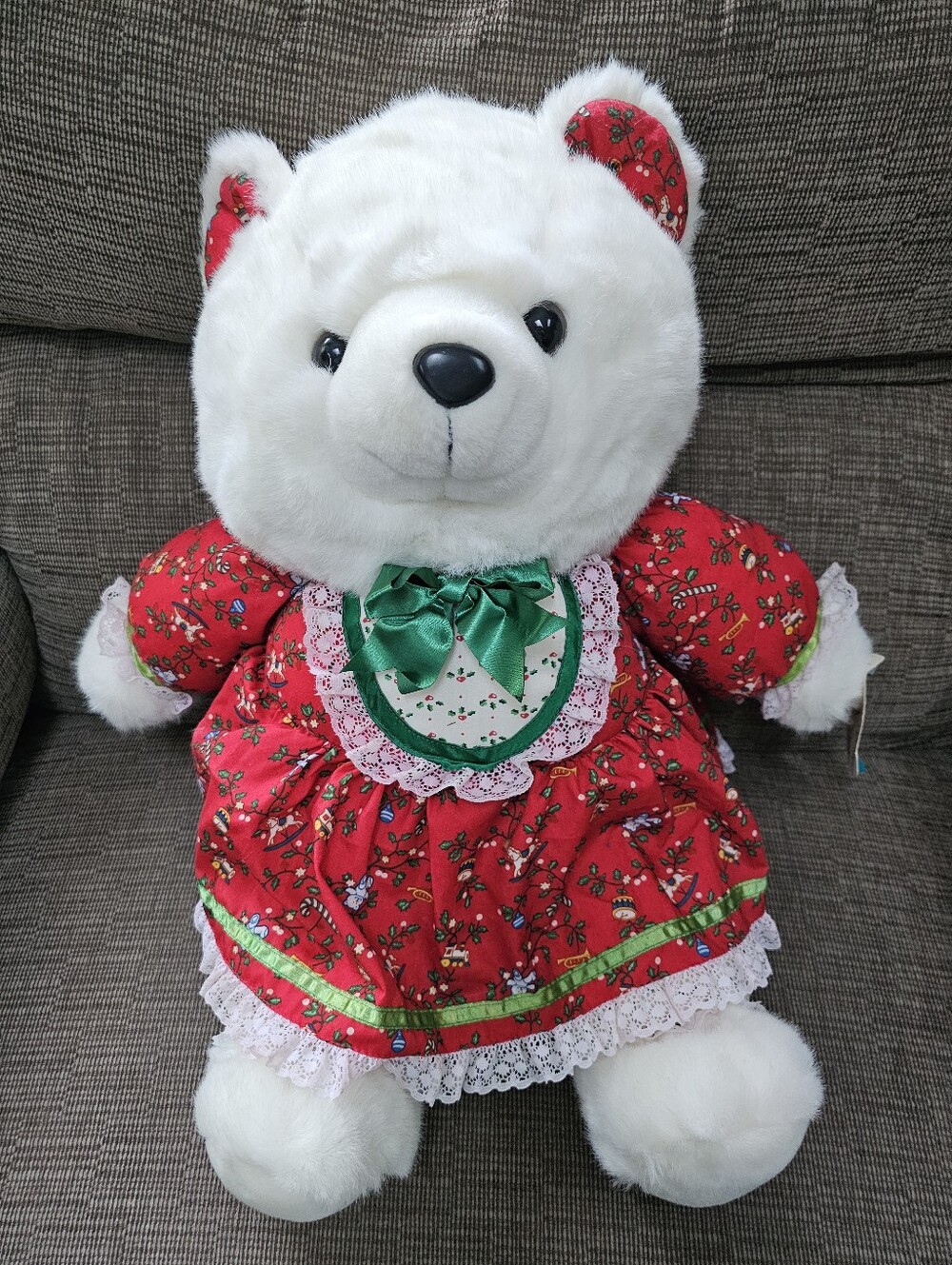 Vintage 90s Kmart Plush White Holiday Bear With Tags
